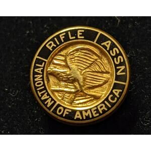 Vintage National Rifle Association NRA America Tie Tack Button Gold Filled Black